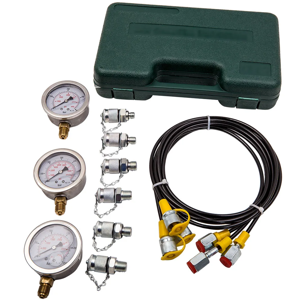 

Excavator Hydraulic Pressure Gauge Diagnostic Test Kit 400Bar / 600BAR/8700PSI