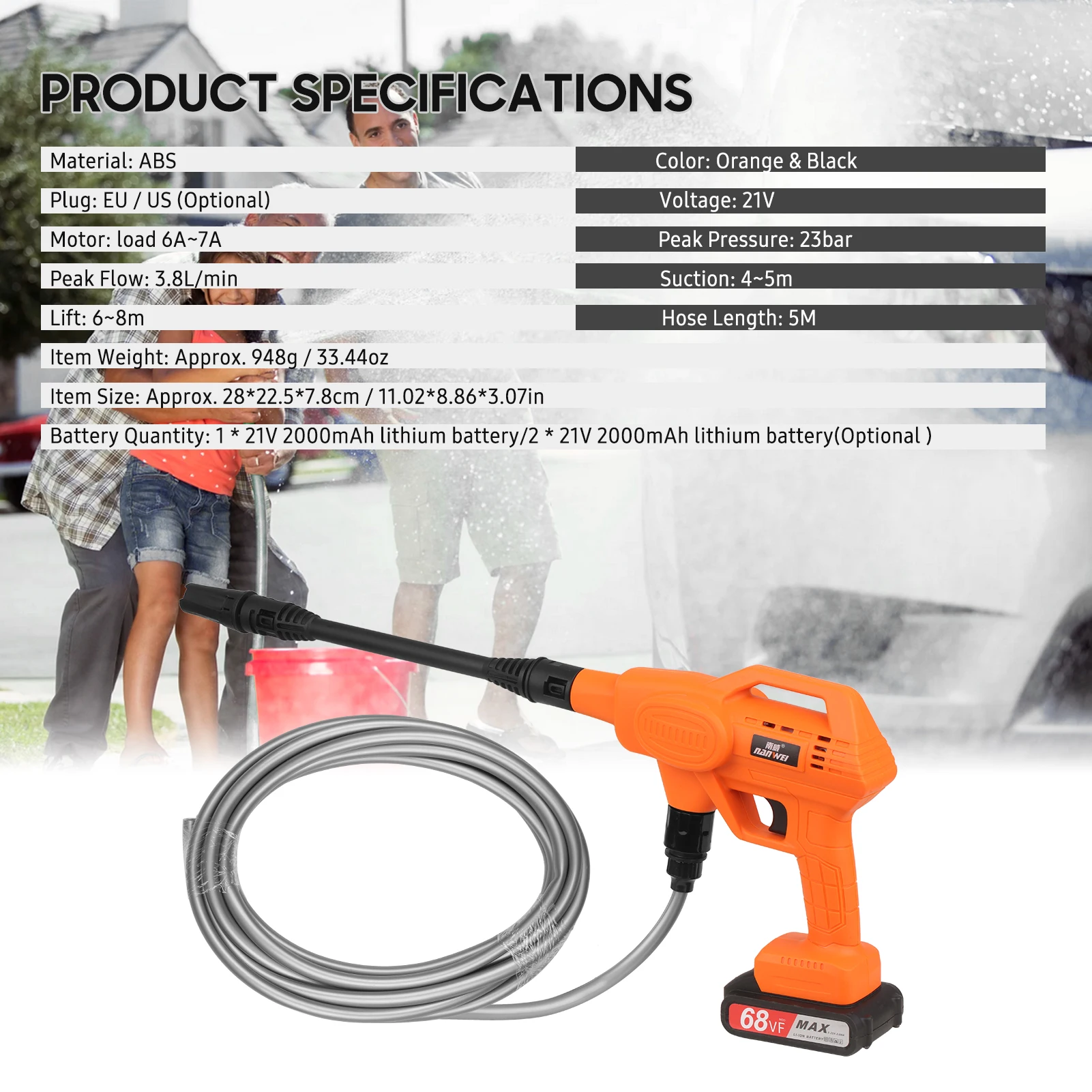 Дешево Мойка Автомобильная портативная с 2 литиевыми аккумуляторами, 21 в