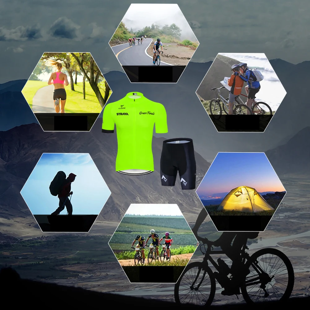 

Men's Cycling Jersey Professional Bicycle Team Short Sleeve Breathable Shirt Padded Bib Shorts Quick-Dry Drop shipping