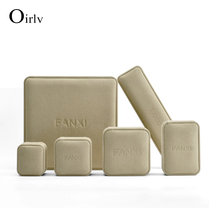 

Oirlv Jewelry Gift Box high-quality Microfiber Amlond color Jewelry Packaging Ring long chain Necklace box Series