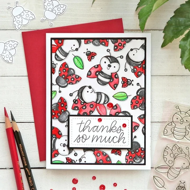 

JC Thanks Bee Rubber Stamps and Metal Cutting Dies for Scrapbooking Craft Stencil Card Make Album Sheet Decoration Die Cut Mold