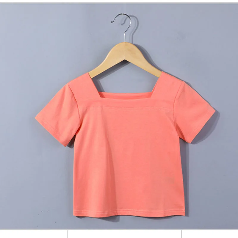 2020 летняя одежда для девочек детские хлопковые винтажные красные топы футболки