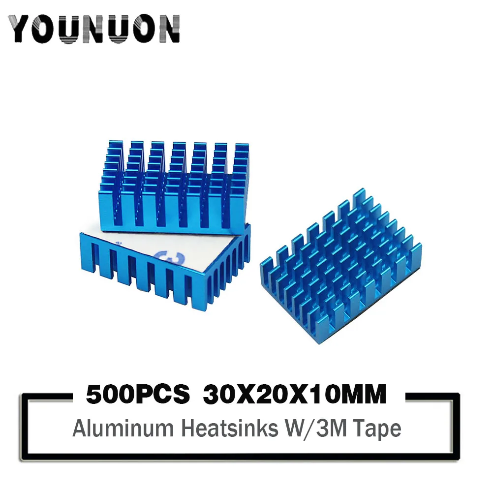 Kaufen 500PCS 30*20*10mm Aluminium Kühlkörper Kühler Kühlkörper Kühlung Für Elektronische Chip IC 3D Drucker Raspberry PI Mit 3M Klebeband