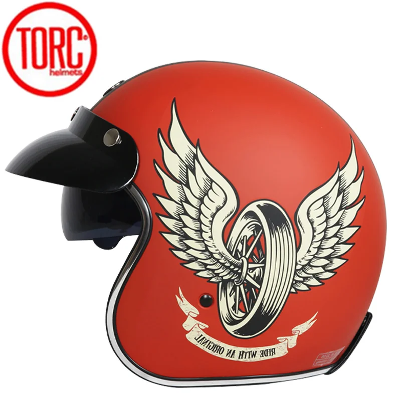 Новый TORC T57 винтажный мотоциклетный шлем 3/4 с открытым лицом Ретро гоночный