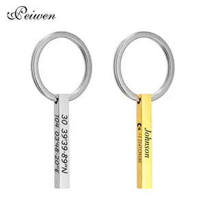 Персонализированный заказной бар брелок из нержавеющей стали анти-потерянный брелок лазерной гравировкой имени даты координатно-желанию можно украсить ювелирными изделиями подарок