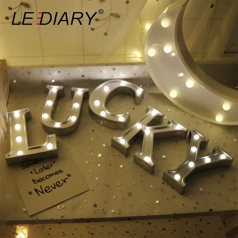 LEDIARY Алфавит праздничное освещение 26 букв украшение ночник Светодиодная
