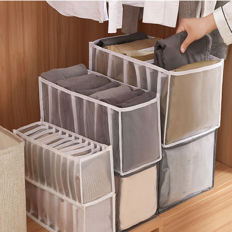 

Stacking Pants Drawer Divider Organizer Jeans Compartment Storage Box Can Washed Home Closet Clothes Drawer Mesh Separation Box
