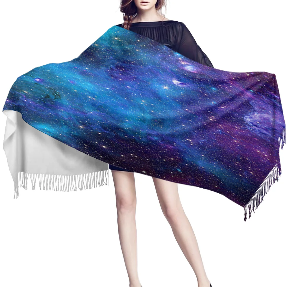 Звездное небо космическая Вселенная шарф унисекс толстые теплые зимние шарфы