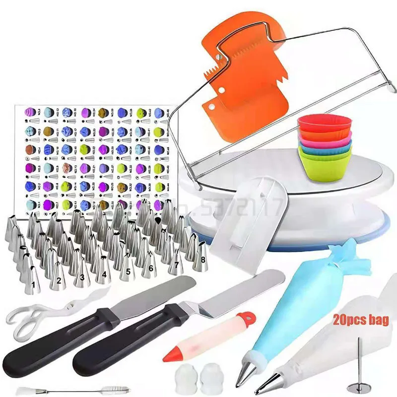 

Stainless Steel Set Confectionery Bags 90Pcs Cake Decorating Kit Cream Icing Pastry Piping Nozzles Tips Kitchen Cake Baking Tool