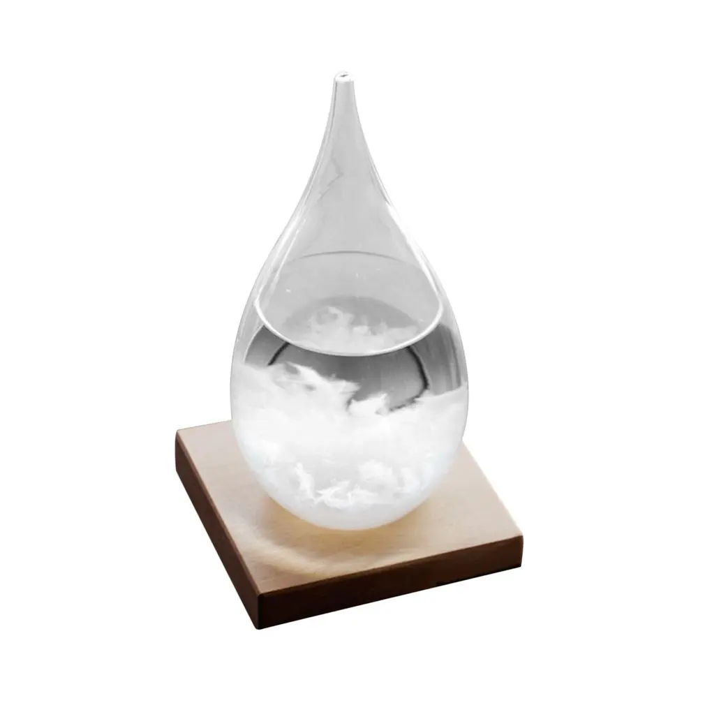 Mini Desktop Droplet Storm Glass Bottle Weather Forecast Predictor Monitor Barometer With Wooden Base For Home Decor | Бытовая техника
