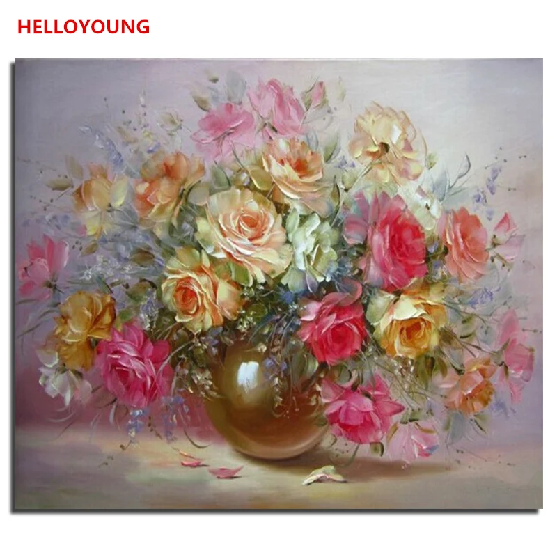 Фото Красочные цветы цифровая живопись картина Рисование по номерам Цветок Масляные