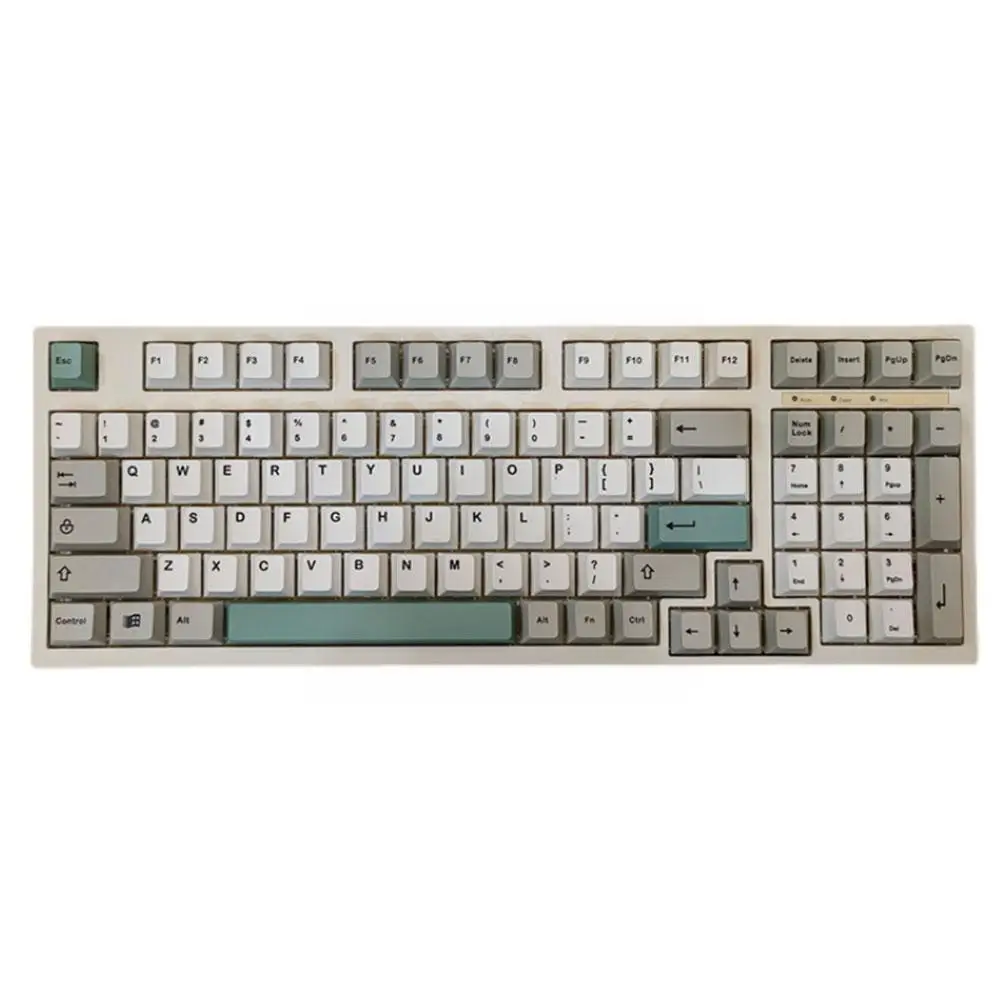 

126/134 клавиш/комплект 9009 Ретро серые белые колпачки для клавиш PBT, колпачки для клавиш с сублимационной печатью для механической клавиатуры MX...