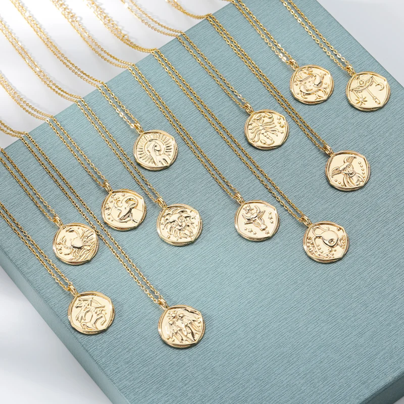 Зодиакальный медальон ожерелье для женщин позолоченный 12 созвездий Скорпион Лев