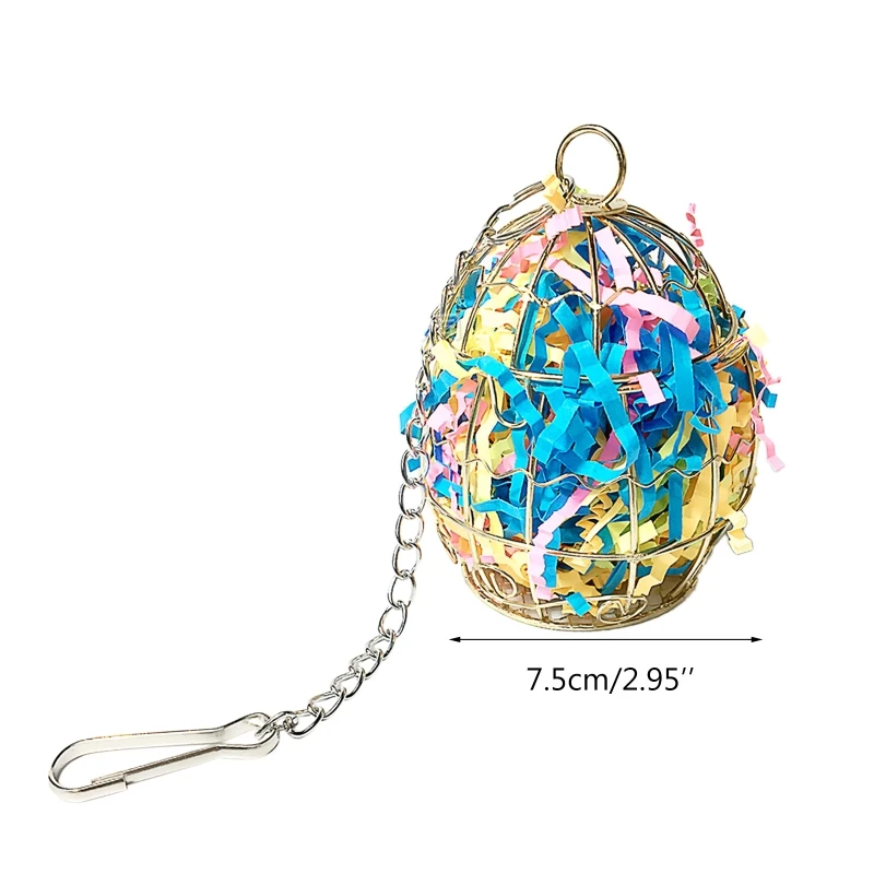 

Bird Shredder Toys Stainless Steel Cage Feeder Foraging Parrot Millet Container GXMA