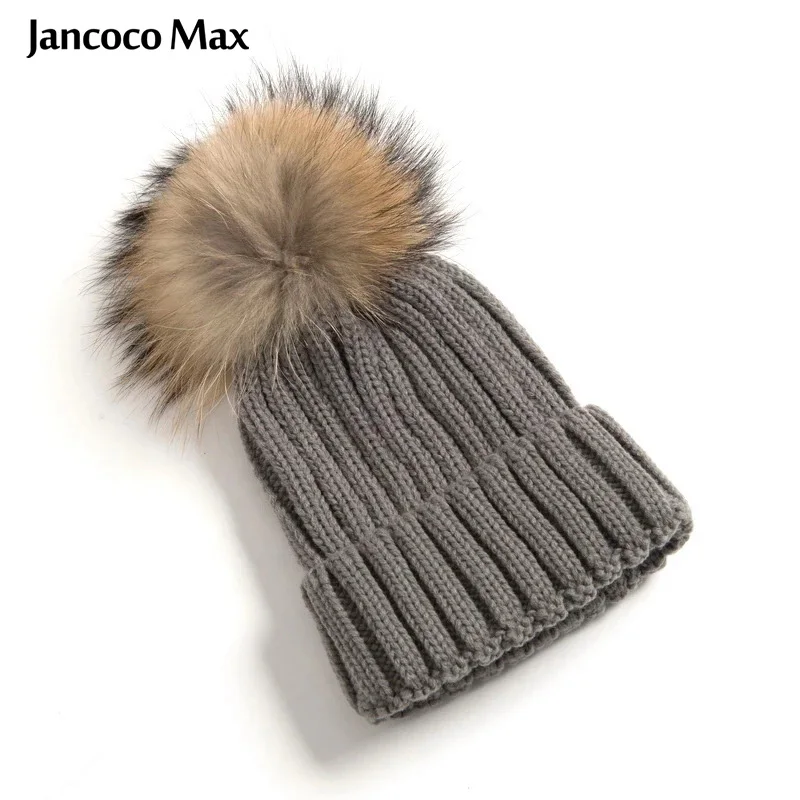 Шапка Jancoco Max с помпоном из натурального меха для мужчин и женщин шапка енота