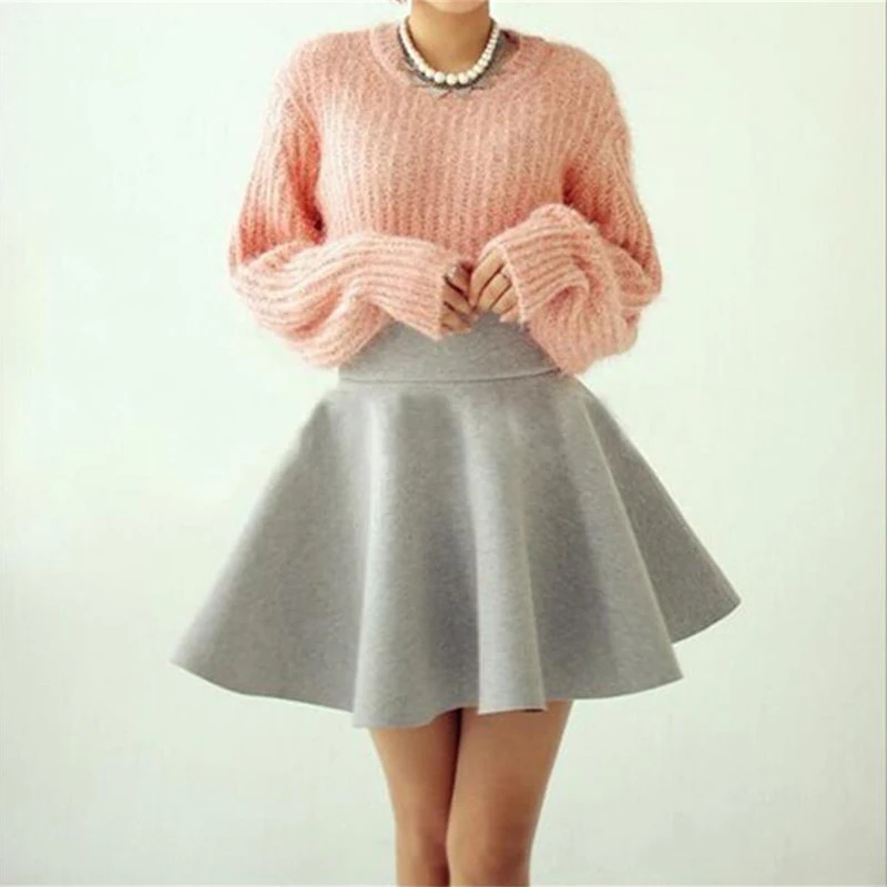 Мини-юбка женская плиссированная однотонная модная короткая юбка-клеш с