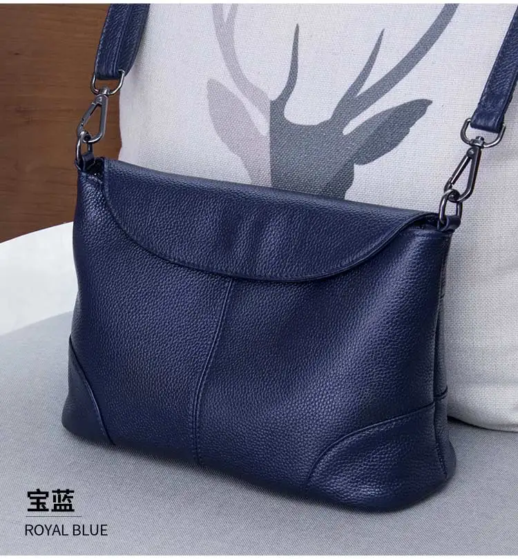 royal blue Wmnuo женская сумка из натуральной кожи, клатч для женщин, простой чехол, сумка-мессенджер на молнии, Повседневная сумка высокого качества - Цвет: royal blue