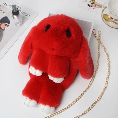 

Fluffy Bunny Shoulder Plush Backpack Cute Fluffy Rabbit Fur Pompoms Chain Bag Women Cartoon Rabbit Sling Bag