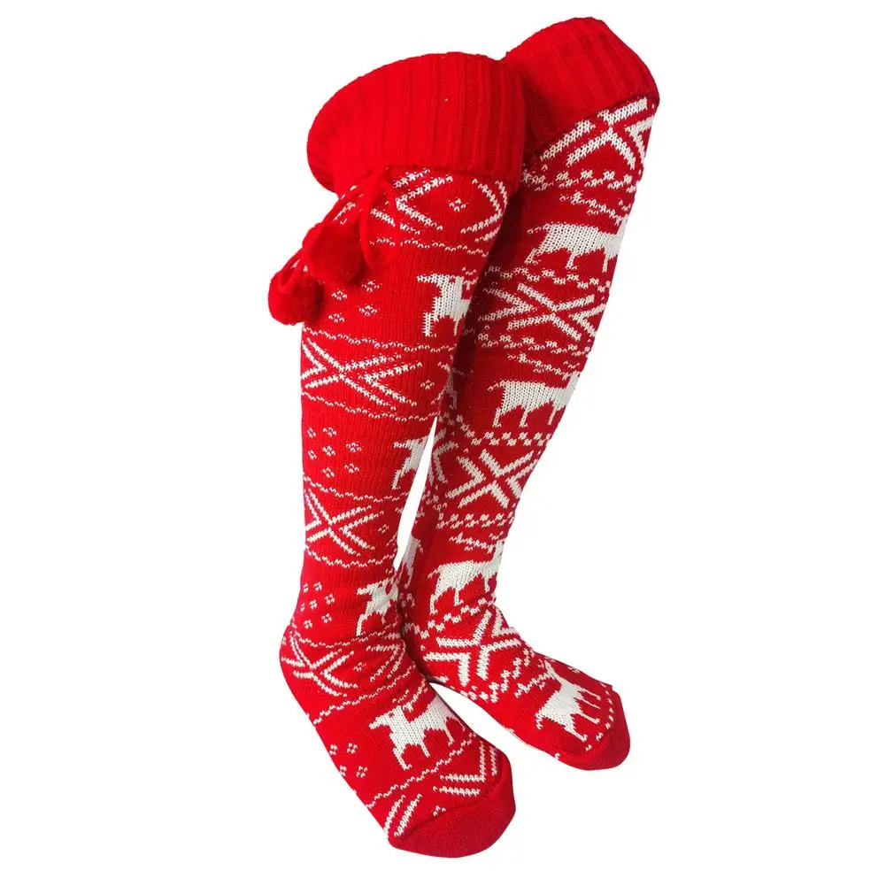 

Christmas Women Warm Thigh High Sockings For Ladies Girls Fashion Cotton Middle Tube Socks Sexy Knitted Long Knee Socks