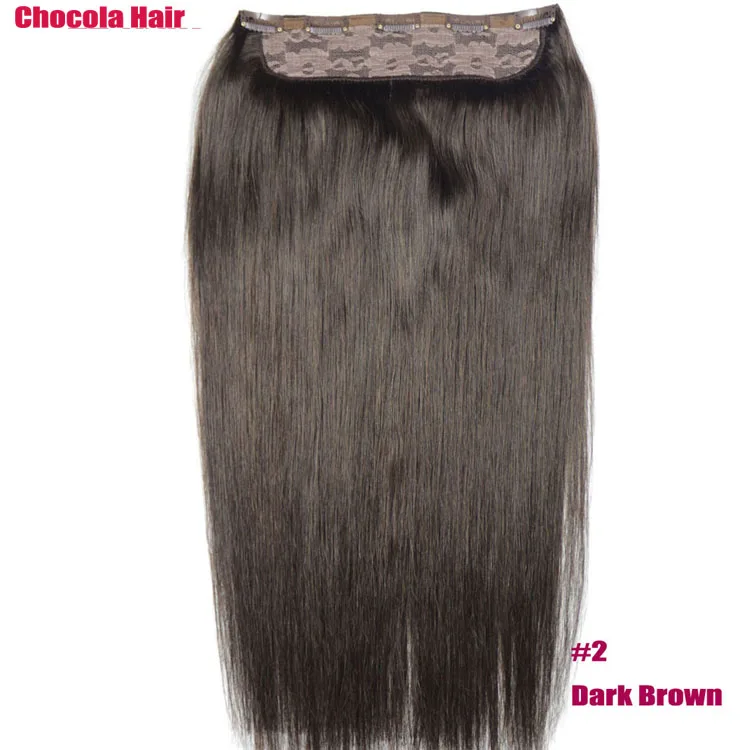 #2 Chocala Hair 2"-28" Искусственные волосы одинаковой направленности волос 1 шт. набор 220 г натуральные бразильские прямые волосы шт зажим для наращивания человеческих волос - Цвет: #2