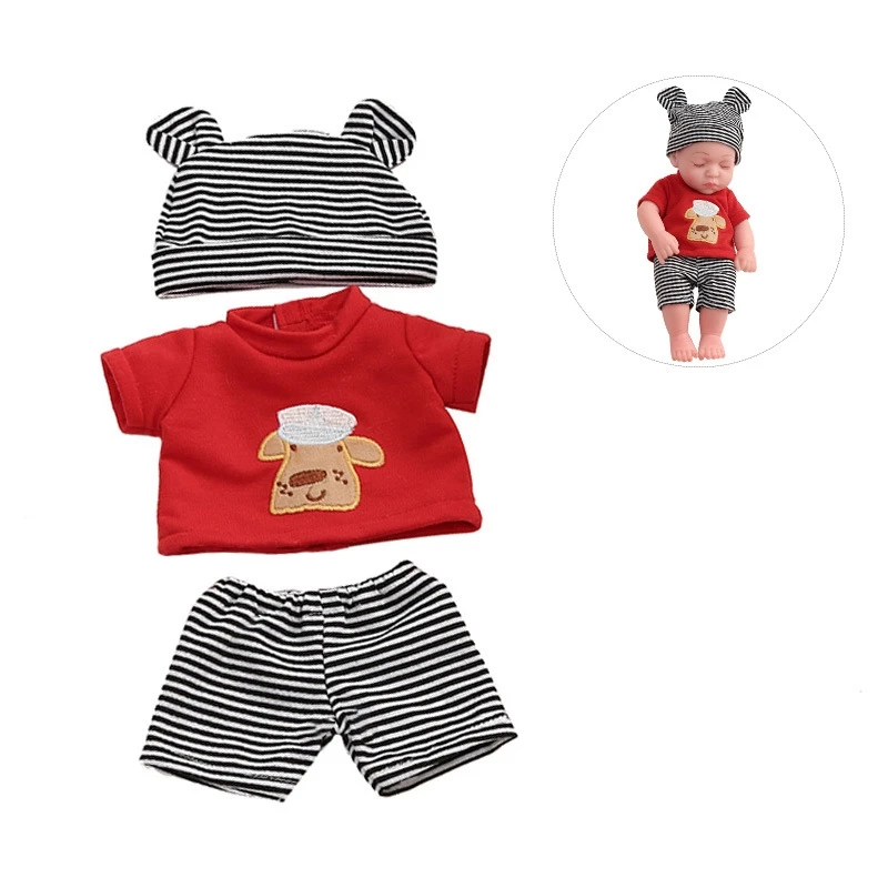 Cute Bear Reborn Baby Dolls Boy Clothes 11 inch Outfit Accessories Set for Newborn Dolls Baby Girl Matching Clothing