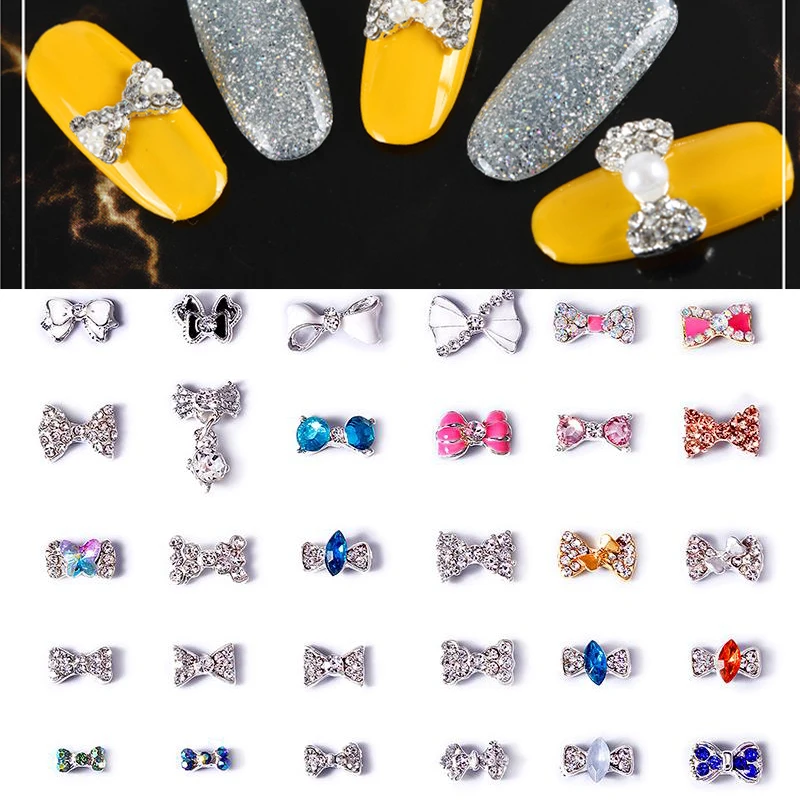 

Подвеска для ногтей с бантиком, 30 видов, 3D, сплав, камень, кристалл, сплав, металл, серебро, ювелирные изделия, аксессуары для ногтей, украшения, сплав, 100 шт.