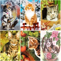 5d diy diamond painting full round drill cat rhinestones pictures diamond embroidery animals flower mosaic sale home decoration