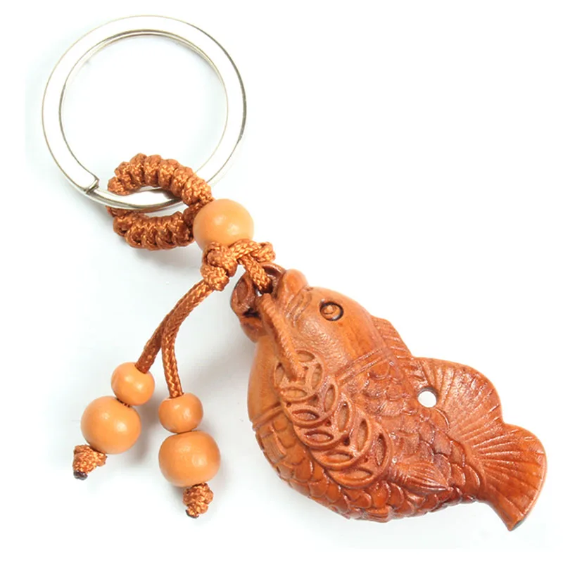 Деревянная продукция персикового дерева креативный брелок в форме рыбы