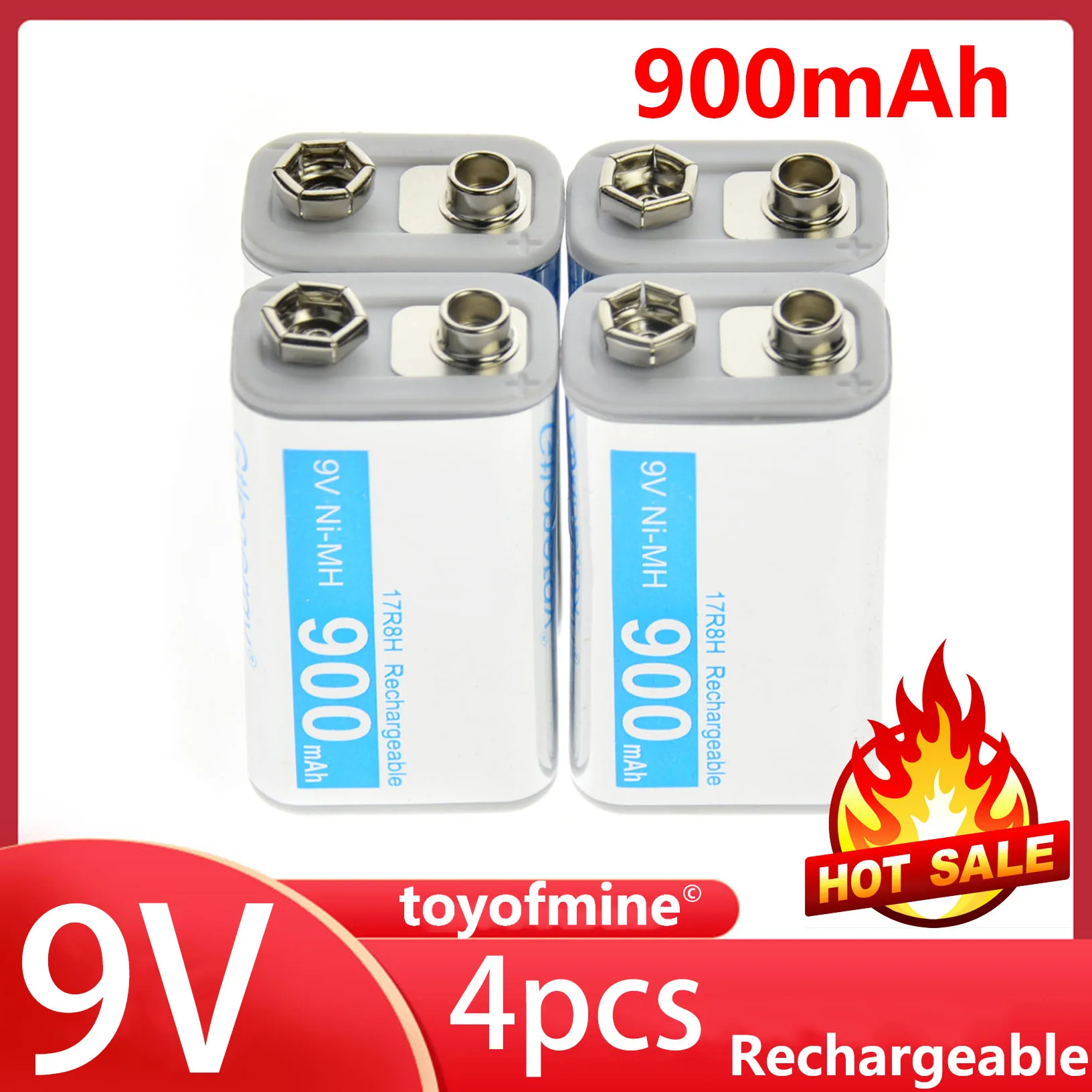 4 шт. NiMH 17R8H 9V 900mAh PPS аккумуляторная батарея белый блок | Электроника