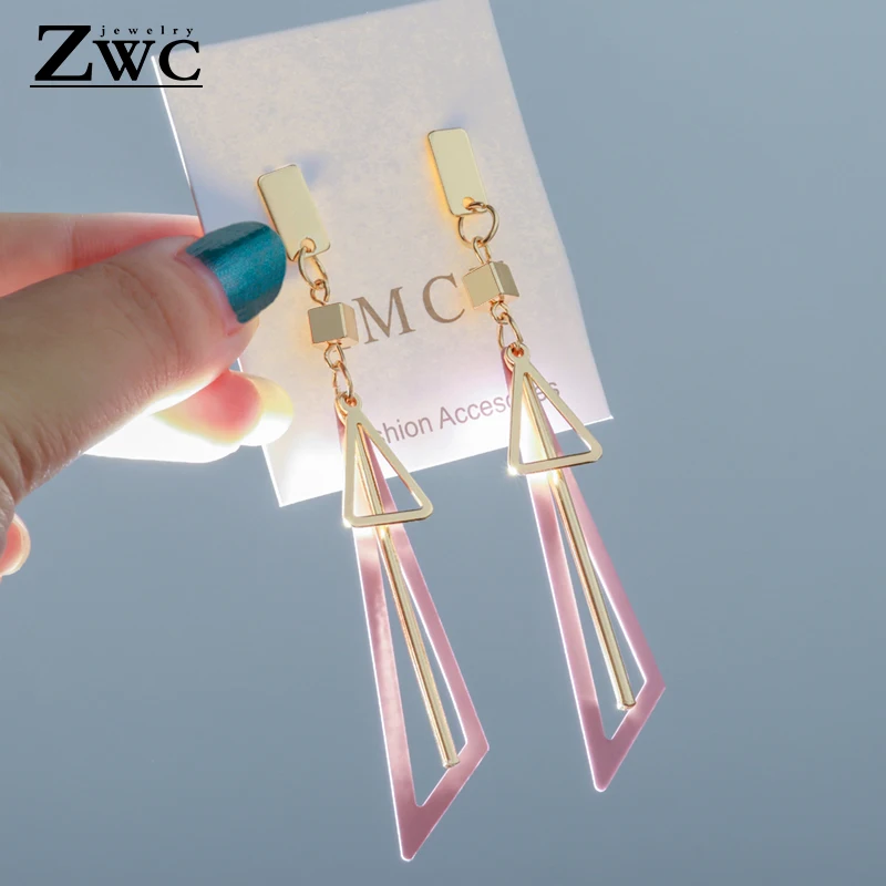 

ZWC Korean Simple Long Statement Geometric Tassel Dangle Drop Earrings For Women Earings Fashion Jewelry Oorbellen Brincos