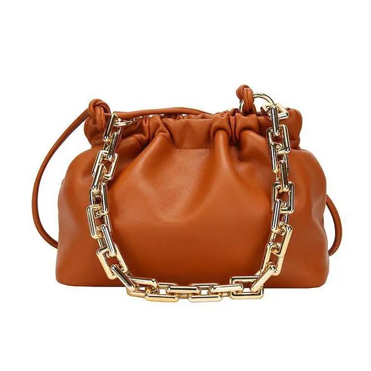 

Luxury Gold Chain PU Leather Cloud Bag Fashion Armpit bag Lady Shoulder Handbags Female Travel Hand Bags