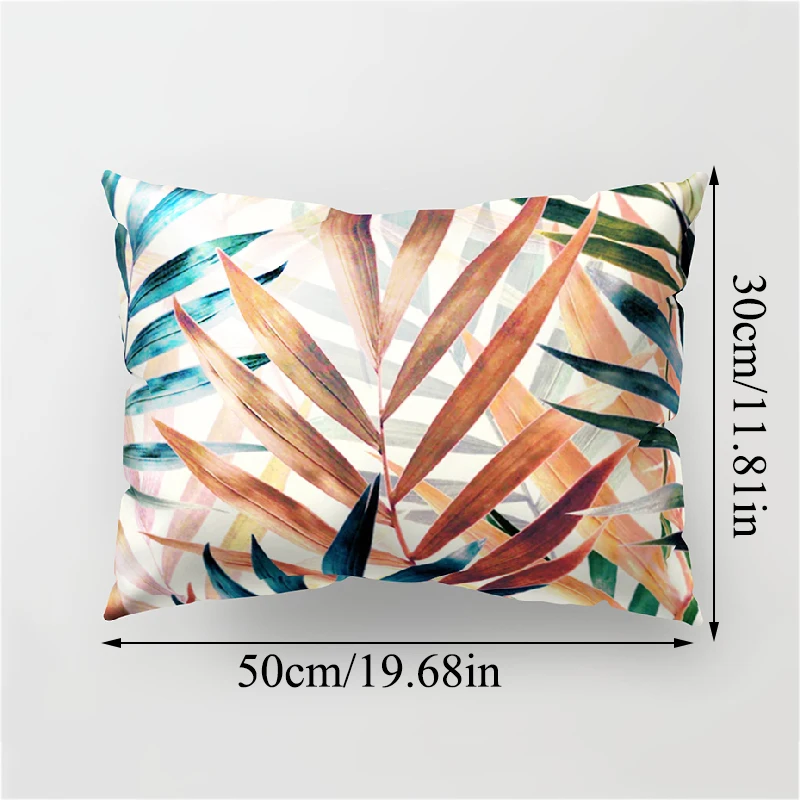 

Plants Leaves Polyester Cushion Cover Tropical Fresh Decorative Pillowcase for Sofa Car Pillow Covers Home Bedroom Decor 30x50cm