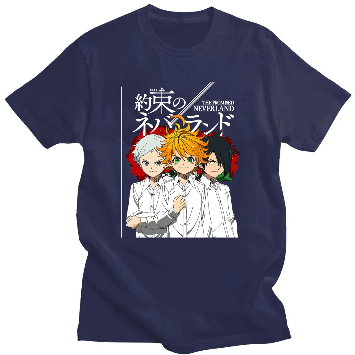 

Japanese Anime T-shirts The Promised Neverland Emma Norman Ray Mens Harajuku Male T-shirt Graphic Tops Tshirts Summer Popular