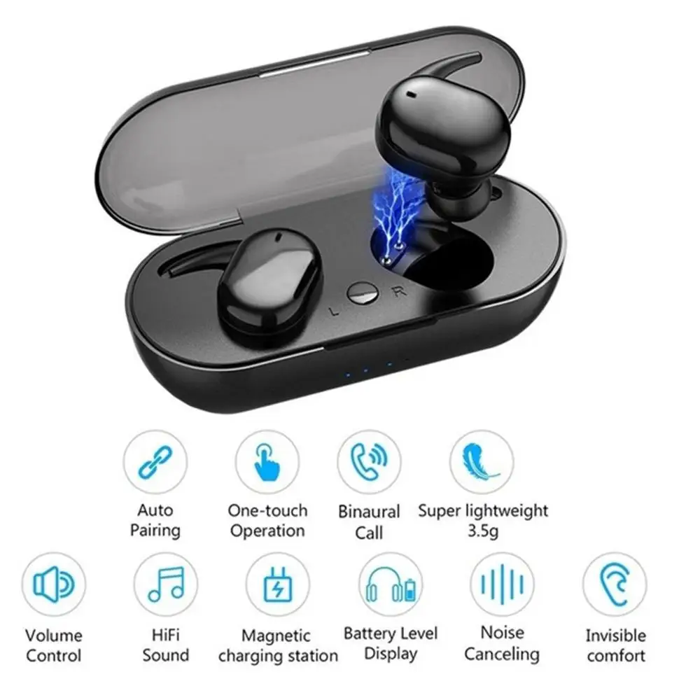 

TWS Wireless Earphones Bluetooth 5.0 Fingerprint Touch Earbuds Built-in Mic In-Ear Headset Sports Headphone With Charging Box