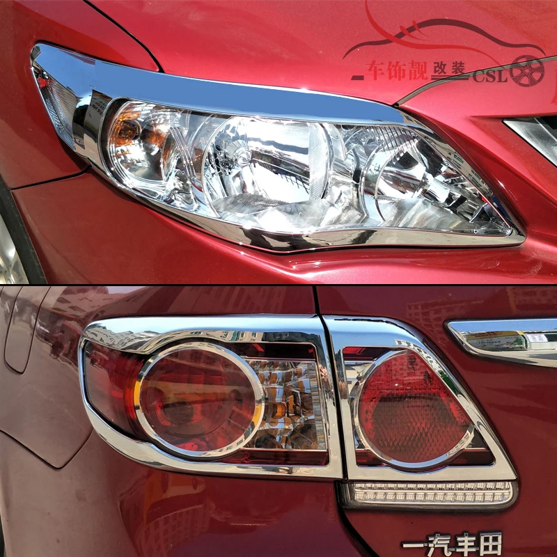 

lsrtw2017 auto styling car front headlight taillight tail light trims chrome for toyota corolla 2011 2012 2013 E140