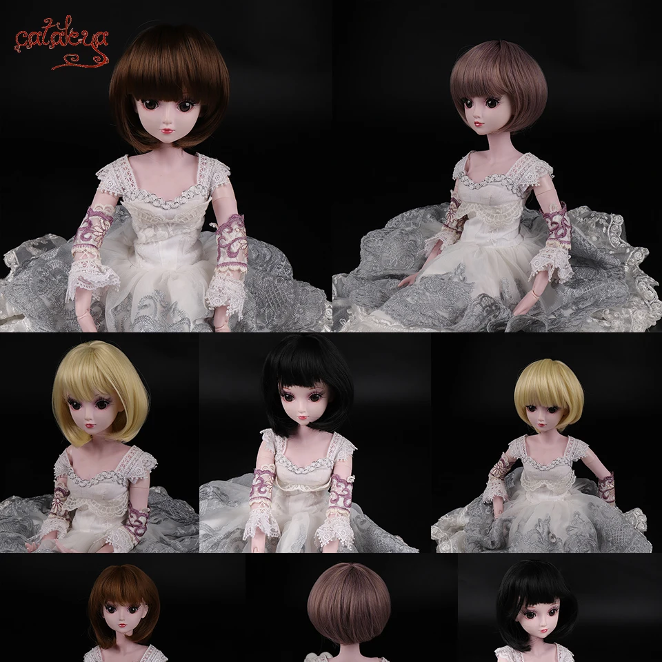 Cataleya BJD парик 1/3 1/4 короткие черные прямые и кудрявые челки волос Высокая температура волокна для куклы