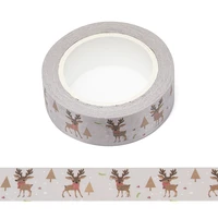 new 1pc 15mm x 10m christmas elk trees snow scrapbook paper masking adhesive washi tape set designer mask office supplies