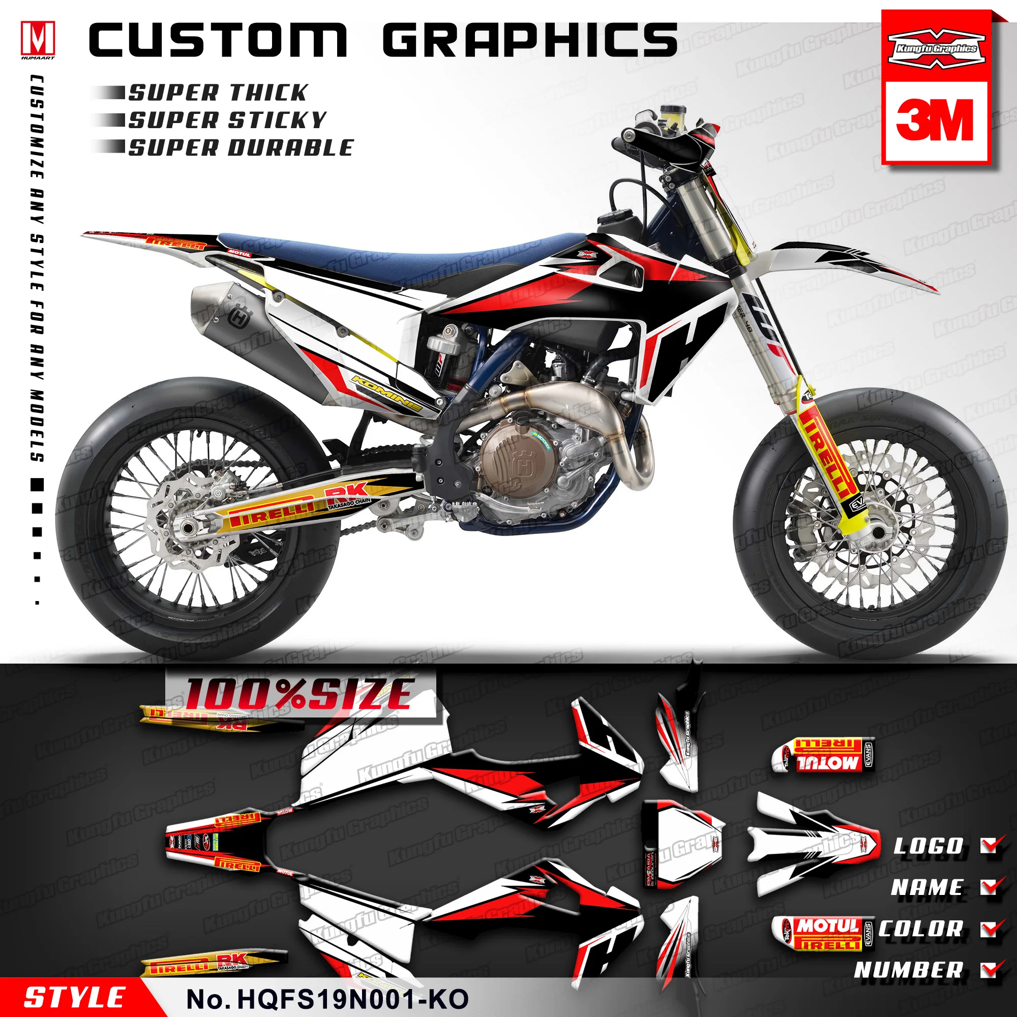 Индивидуальный комплект наклеек для мотоцикла KUNGFU GRAPHICS TC FC TX FX FS TE FE 125 250 300 350 450 501