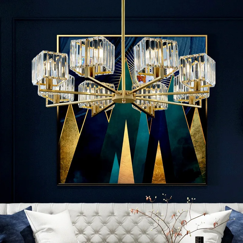 

Living Room Luxury Copper K9 Crystal Led Chandelier Lustre E14 Gold Pendant Chandelier Lighting Led Indoor Lighting Fixtures