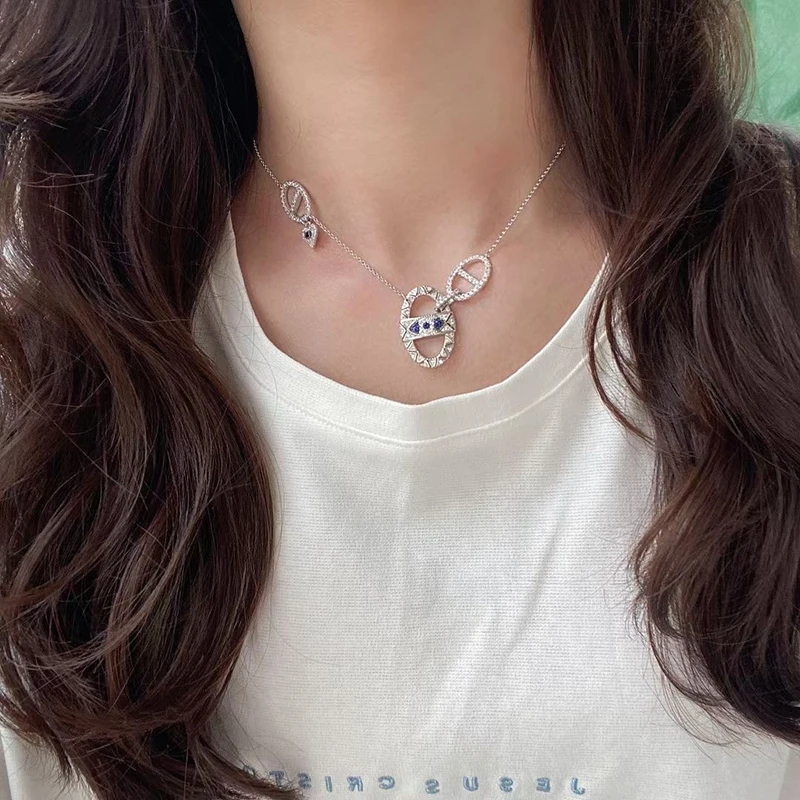 

Morocc silver S925 summer new devil Eye Necklace for women fashion simple jewelry evil eye sweater Necklace anniversary gift