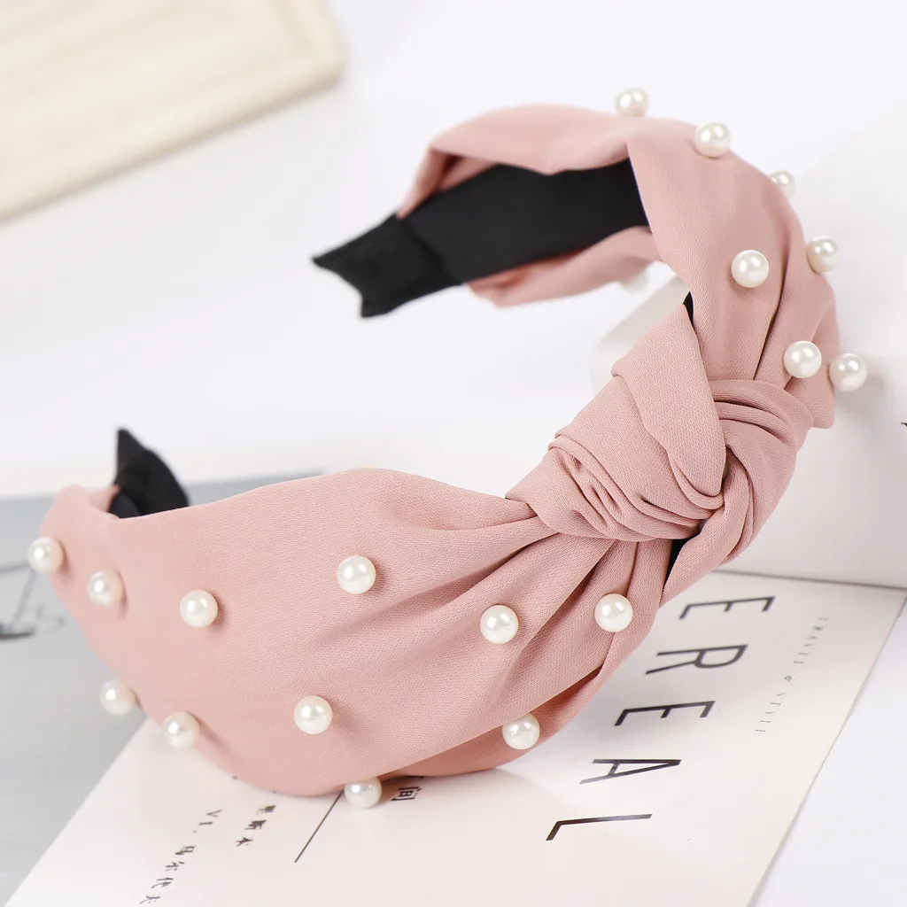 Ободок для волос женский с бантом модный обруч бисером милый элегантный