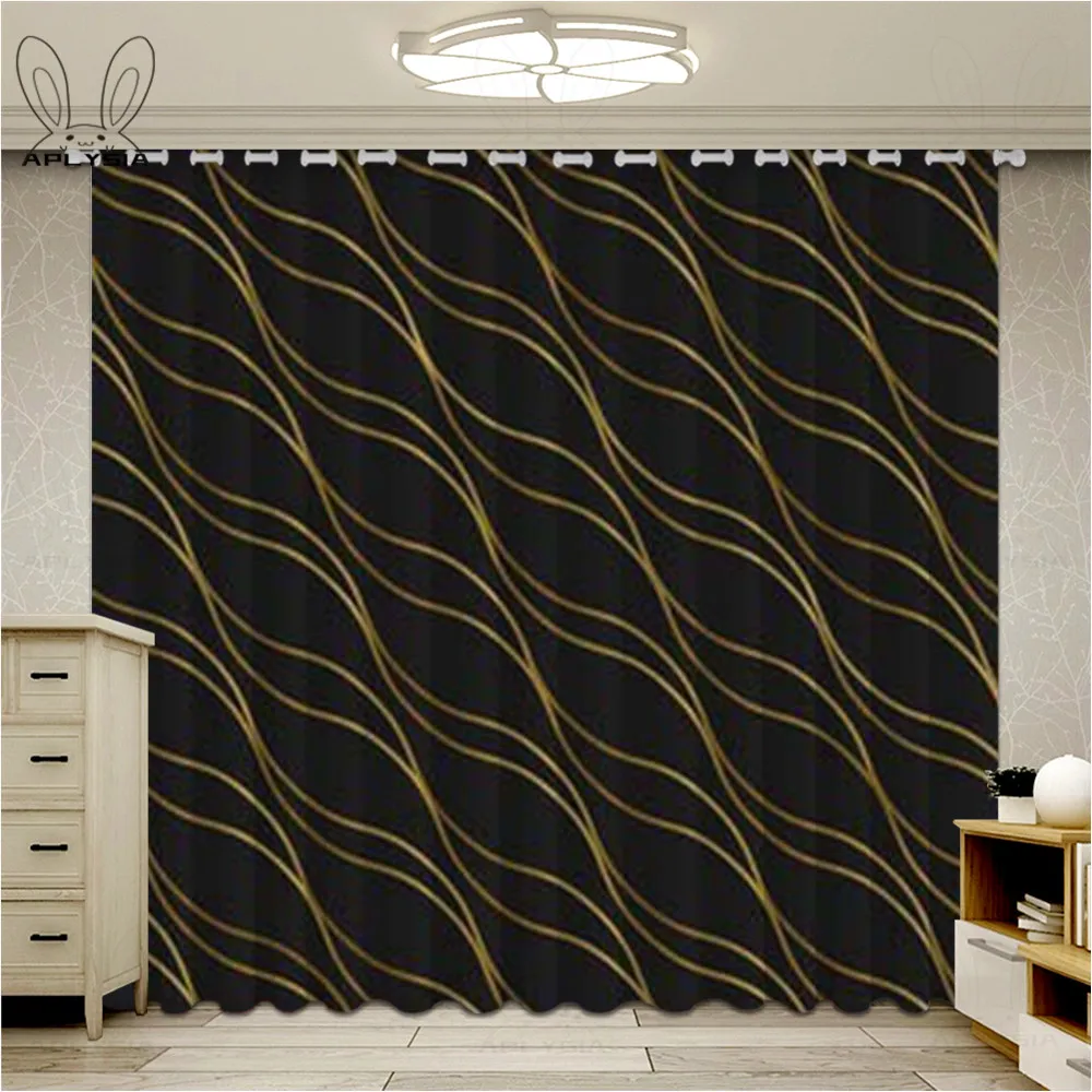 

Luxury Wavy Thick Striped Curtain For Living Room Bedroom Kitchen Decoration Modern Blackout Curtains Parlour Room Drapes