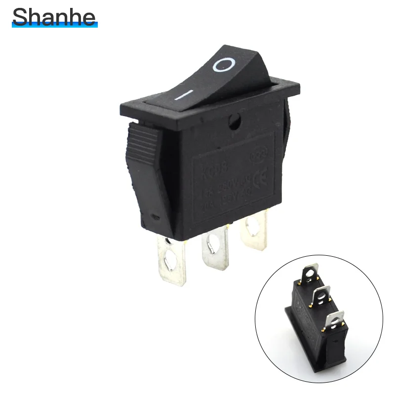 KCD3 3Pin лодка автомобиля кулисный переключатель 16A 250VAC 30A 250VAC - Цвет: Черный