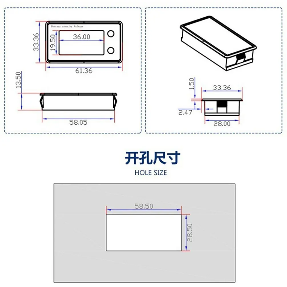 

Universal 10-100V LCD Car Acid Lead Lithium Battery Capacity Indicator Digital Voltmeter Voltage Tester Monitor JS-C33
