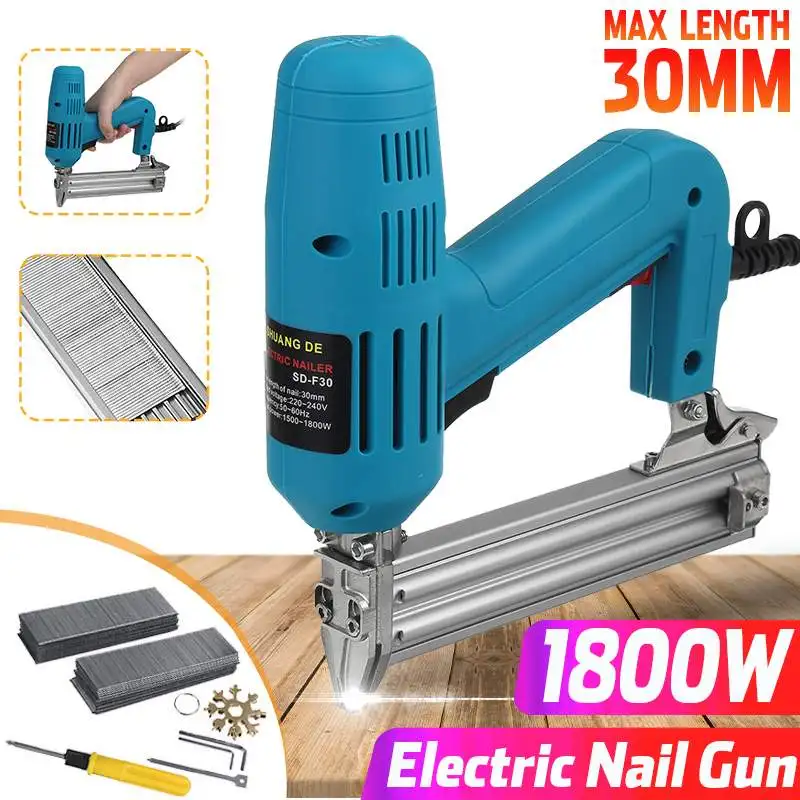 

1800W 110V/220V 30mm 2 In 1 Electric Straight Nailer Gun Stapler Furniture Staple Gun for Frame Carpentry Woodworking Power Tool