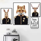 Аннотация олень с лисьим и кроличьим генерал Wall Art Холст Картина Nordic Плакаты и принты настенные картины для Декор в гостиную