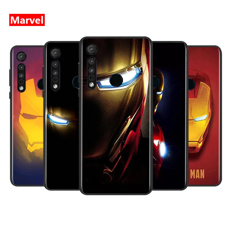 

Marvel Avengers Super Hero Iron Man For Motorola G9 G8 G Power One Fusion Edge E6 Plus Play Lite TPU Silicone Black Phone Case
