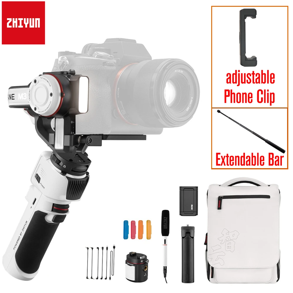 

New Zhiyun Crane M3 3-Axis Handheld Gimbal Stabilizer for Mirrorless Cameras Sony A7 III A6600 Gopro Hero109 8 iPhone 13 12 Pro