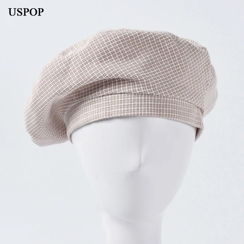 Женские клетчатые береты USPOP простые мягкие осень 2019 | Аксессуары для одежды