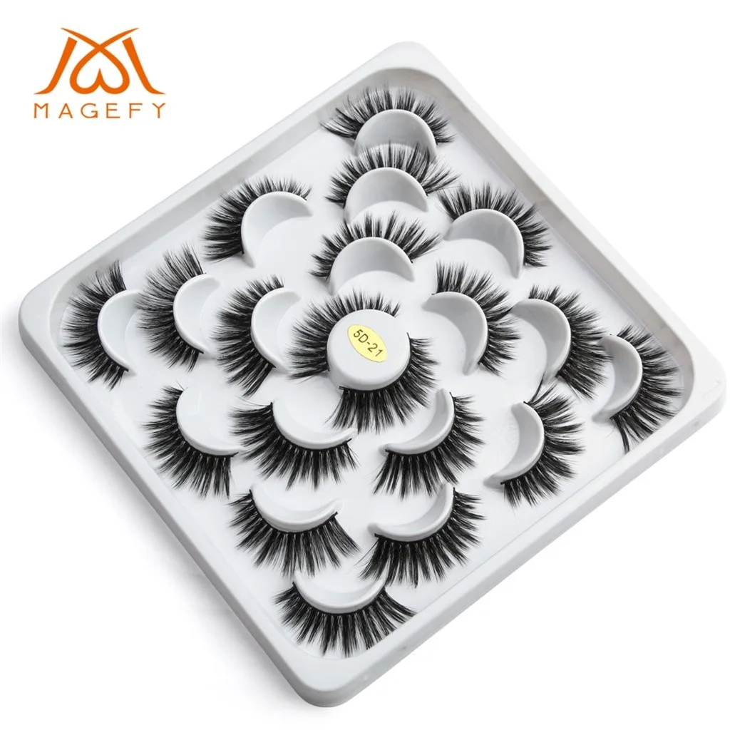 

10 Pairs Of Lotuses Natural With 5D Mink False Eyelashes And Natural Dense Eyelashes Makeup Beauty Extension Tools maquiagem